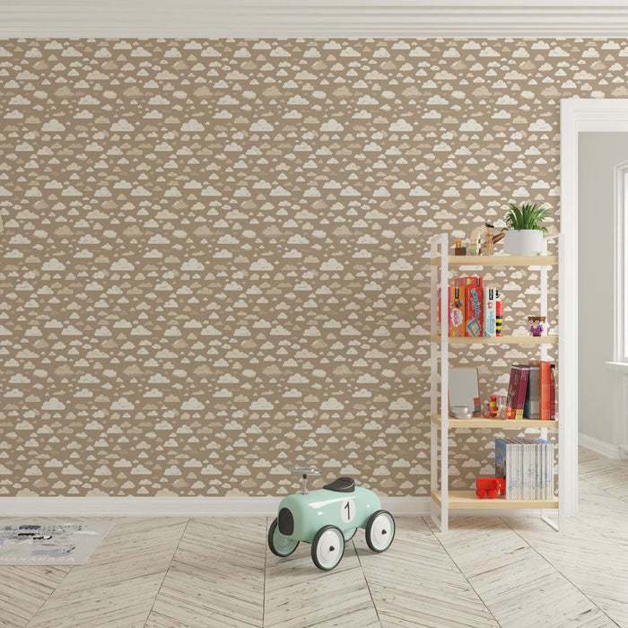 Tapete clouds | Απαλό μοτίβο σύννεφων σε μπεζ φόντο