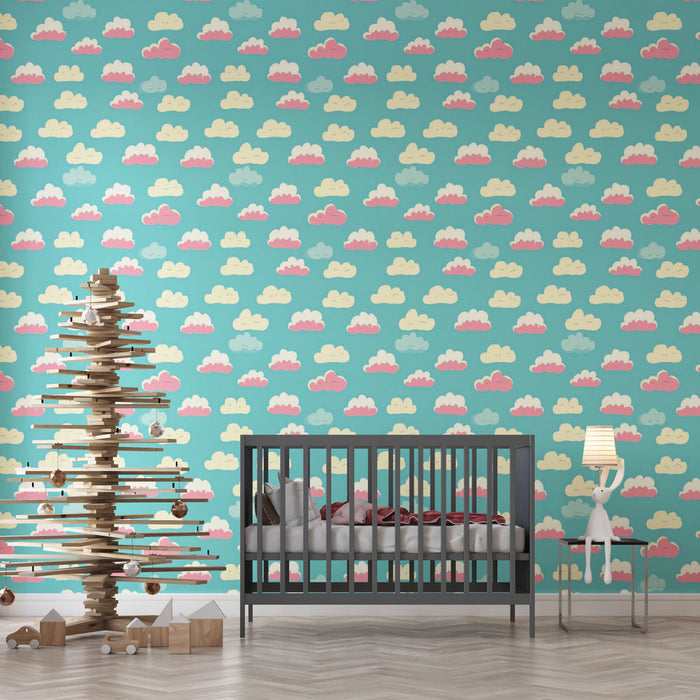 Tapeta mraky | Hravý vzor barevných mraků v pastelových tónech