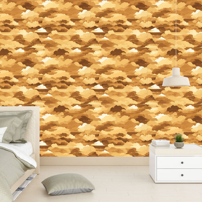 Oblačná tapeta | Vzor oblaků v spálených a zlatých odstínech