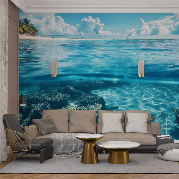 Fototapet ocean | Tropisk strand og undervandskoraller