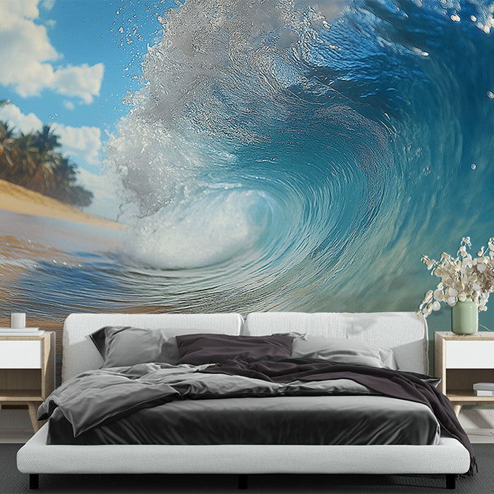 Фототапет океан | Мраморна вълна на ръба на слънчев плаж