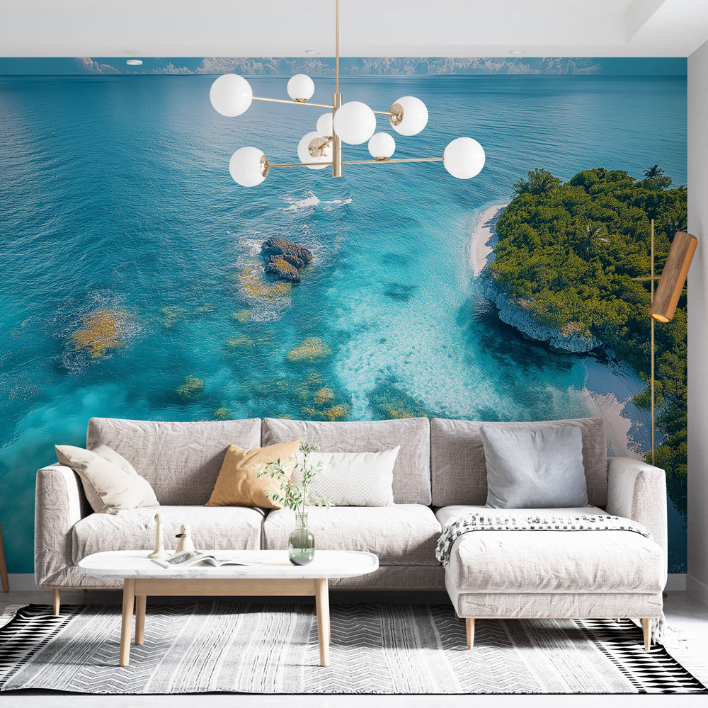 Ocean Mural Wallpaper | Aerial Turquoise Lagoon View main image 1