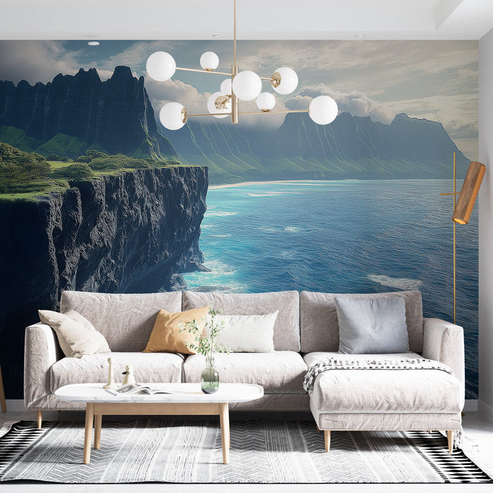 Papel de parede oceanico | O brilho das falésias com vista para o mar turquesa