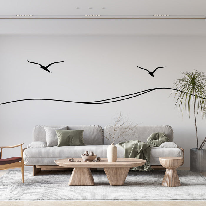 Tapete με πουλιά που πετούν | Περίγραμμα πουλιών σε μινιμαλιστικό φόντο