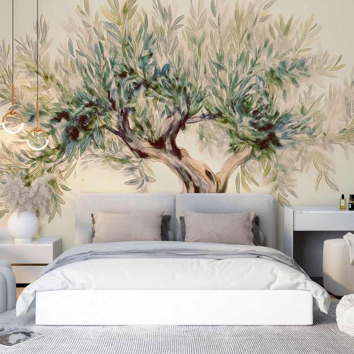 Fototapeet olivier | Vintage illustratsioon veepõhise oliivipuu kohta