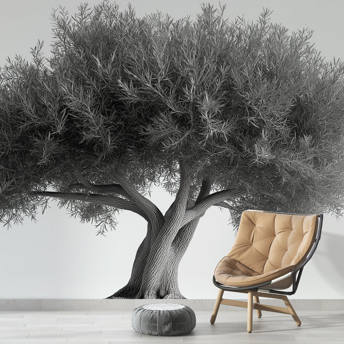 Nástěnná tapeta olive-tree | Krásná ilustrace stromu v siluetě