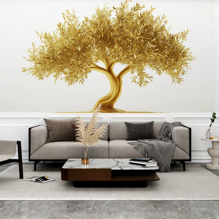 Tapeta maslina-stablo | Veličanstveno stablo sa zlatnim nijansama i nježnim lišćem