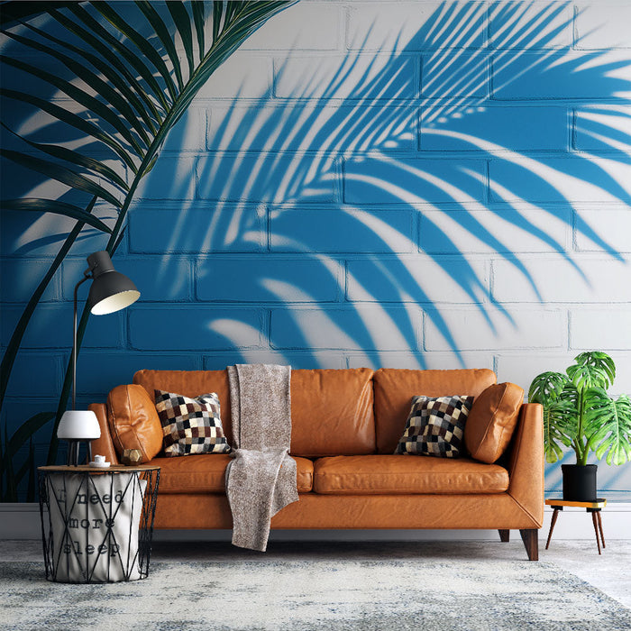 Papel de parede sombras de palmeira | Folhas gráficas em fundo branco