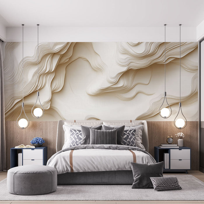 Fototapet tekoči valovi | Teksturirani vzorec v krem ​​in bež tonih