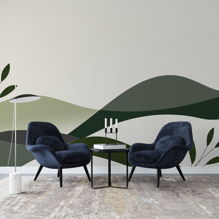 Tapeta undulating | Abstraktní design v odstínech zelené