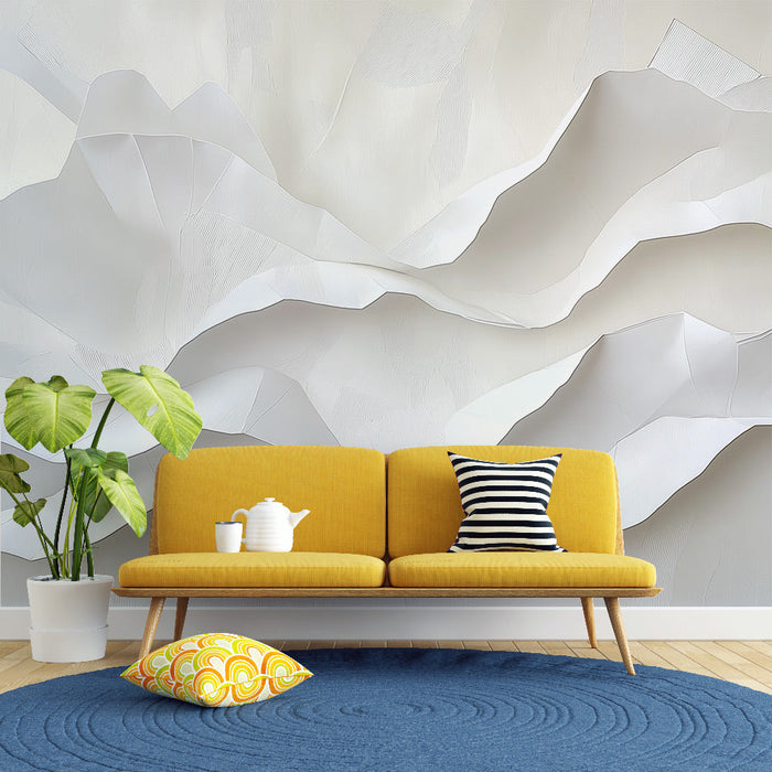 Papel pintado olas blancas | Diseño de olas artísticas en papel blanco