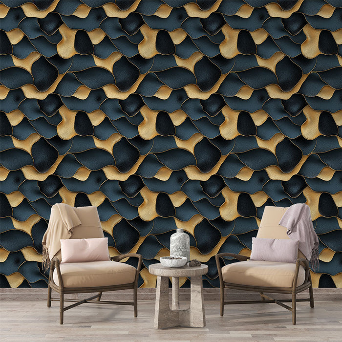 Tapete με χρυσά κύματα | Μοντέρνο και κομψό σχέδιο με μαύρα και χρυσά κύματα