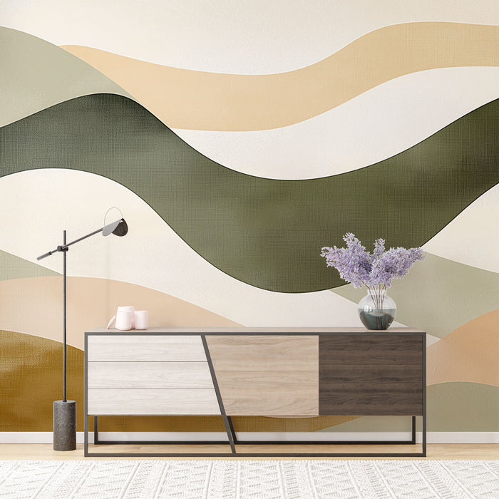 Tapeta vlnění | Abstraktní vzor s jemnými vlnami a přírodními barvami