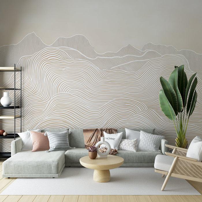 Fototapet dalgalanmaları | Beyaz çizgilerle soyut manzara deseni