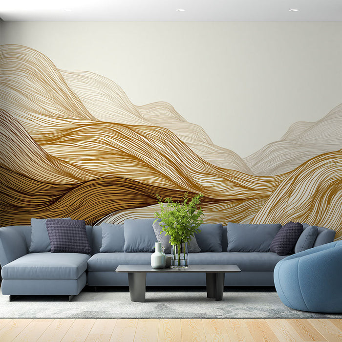 Fotótapé hullámok | Absztrakt hullám minta arany és bézs árnyalatokban