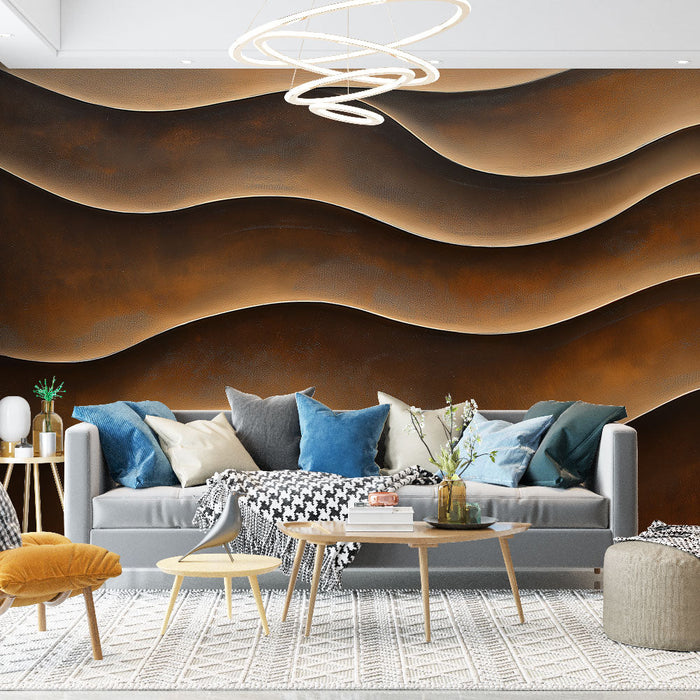 Tapeta undulations | Abstraktní vzor v odstínech hnědé a oranžové