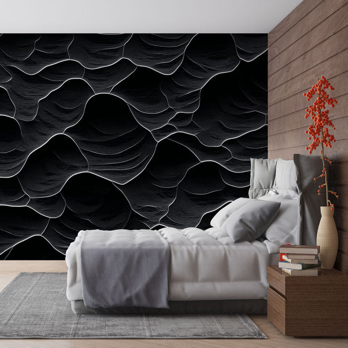 Tapeta vlnění | Abstraktní černobílý vzor