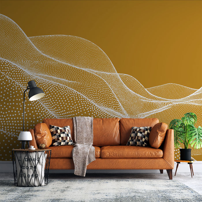 Fototapet valovi | Beli valovni vzorec na zlatem ozadju