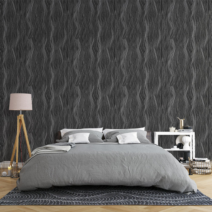 Tapeta vlnění | Vzor šedých a bílých vln v reliéfu