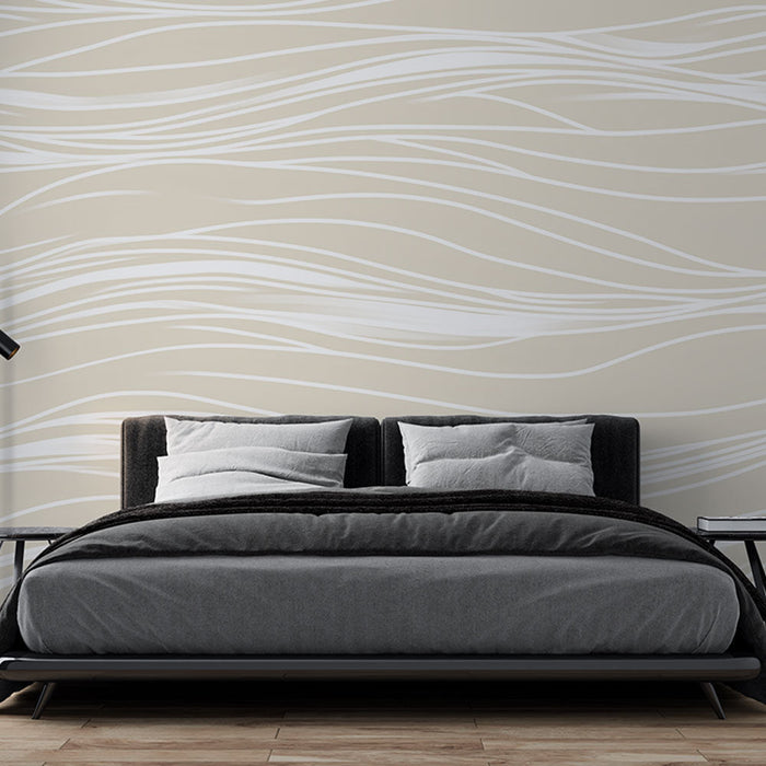 Mural Wallpaper undulations | Fluid and soothing pattern on beige background