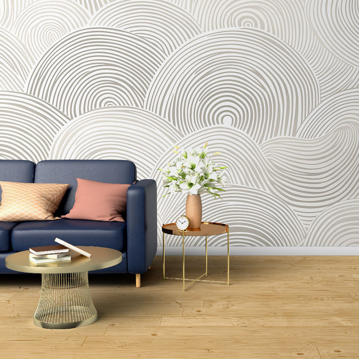 Mural Wallpaper undulations | Elegant linear pattern in shades of beige