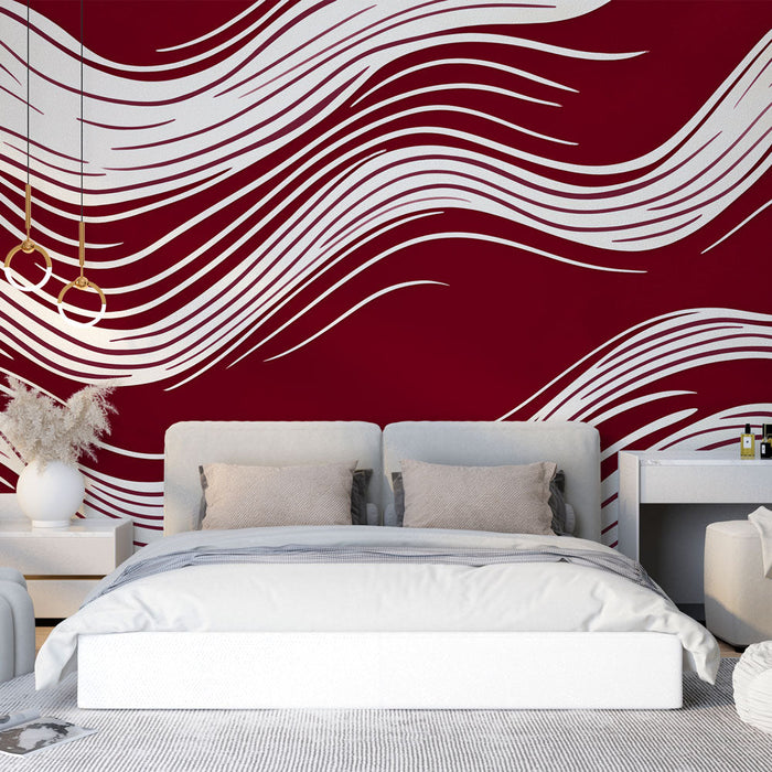Papel de parede ondulações elegantes | Padrão ondulado elegante em um fundo vermelho