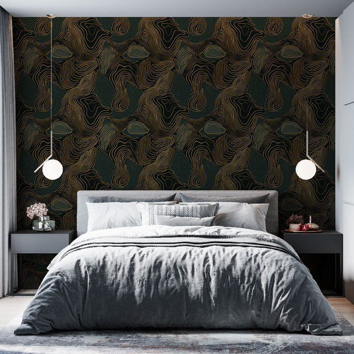Mural Wallpaper undulations | Fluid and elegant motifs in rich tones