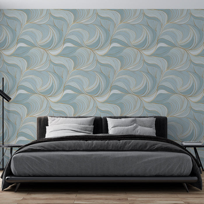 Modrá vlnitá tapeta | Jemné vlnové vzory v uklidňujících tónech