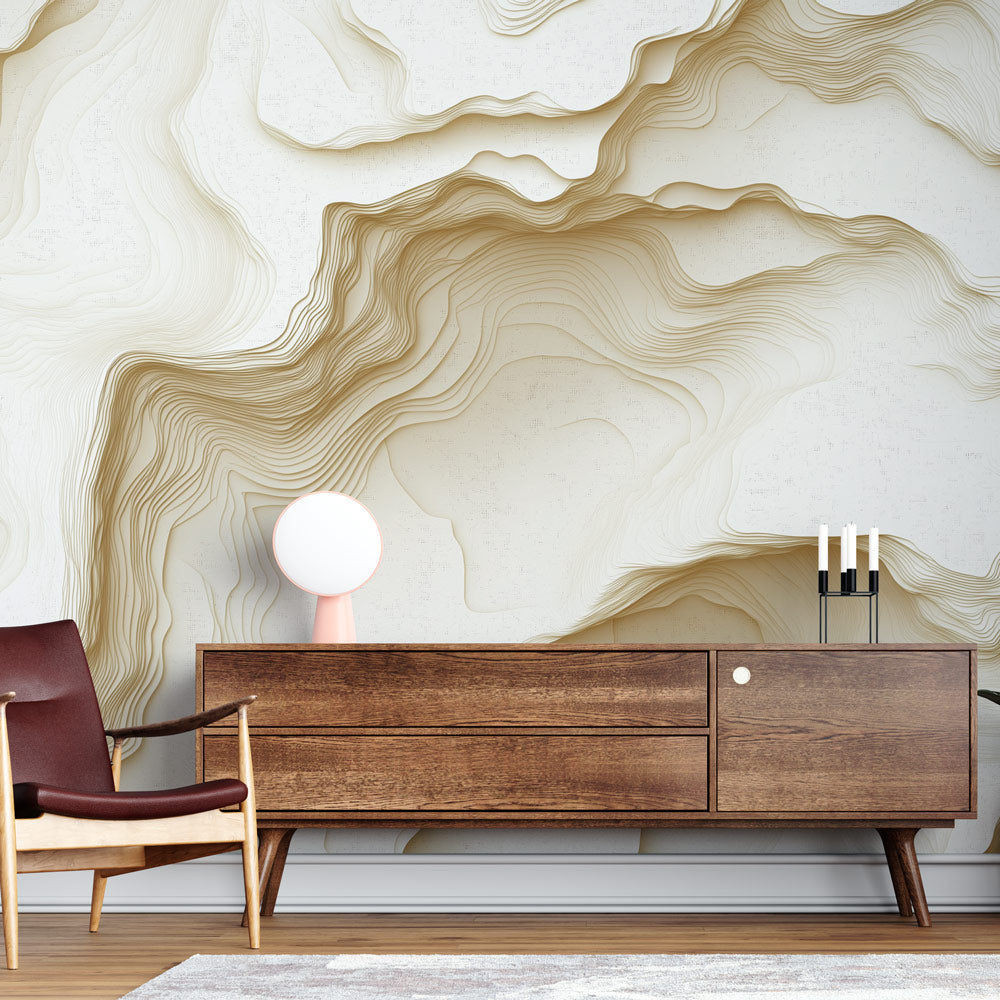 Papel de parede ondulado | Design minimalista em tons de creme — WonderMural, image size:1000x1000