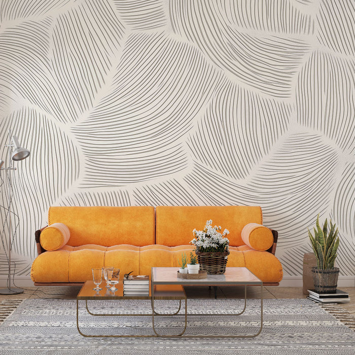 Foto Behang golvend | Abstract beige en zwart patroon