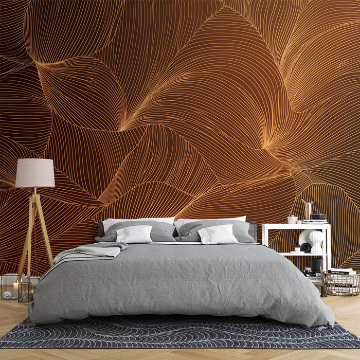 Fototapeet laineline | Elegantne kuldsete joonte muster tumedal taustal