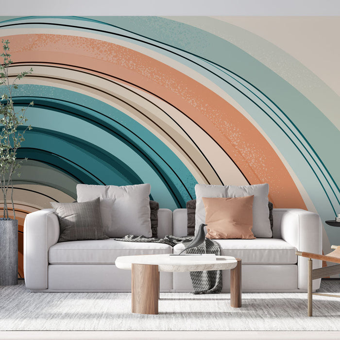 Wavy Mural Wallpaper | Colorful curve patterns in soft tones