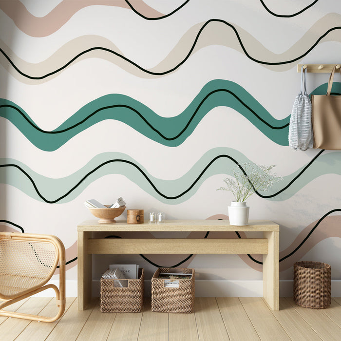 Papel pintado ondulado | Patrones ondulados en tonos suaves y modernos