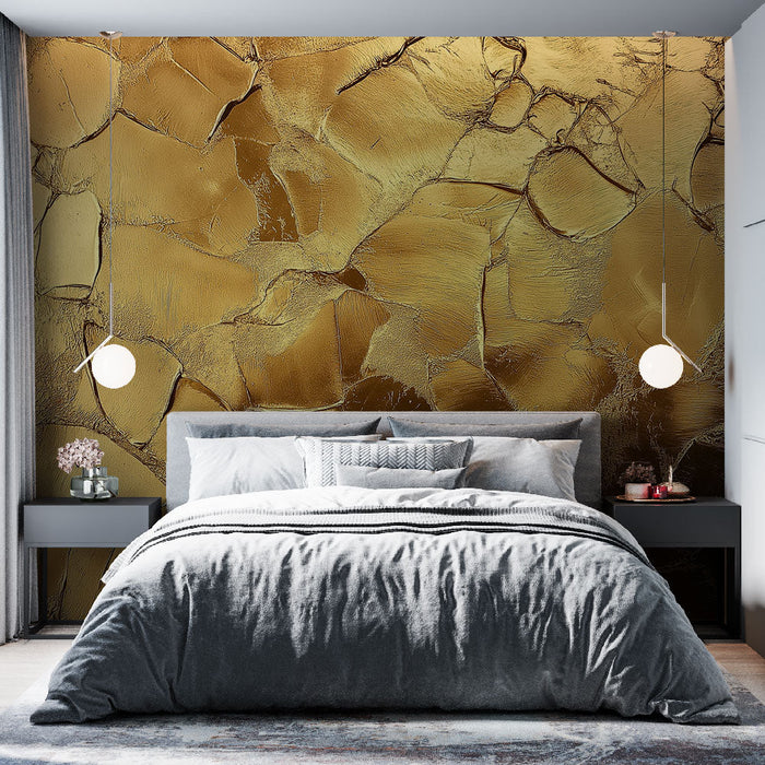 Ταπετσαρία τοίχου ή γυαλιστερή | Χρυσή υφή με ακανόνιστα μοτίβα