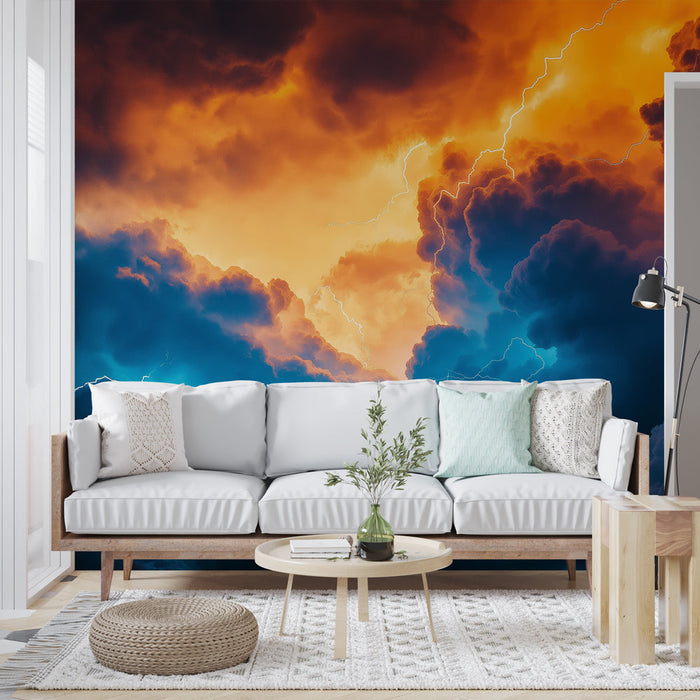 Tapeta burza | Burzowe niebo z dramatycznymi piorunami