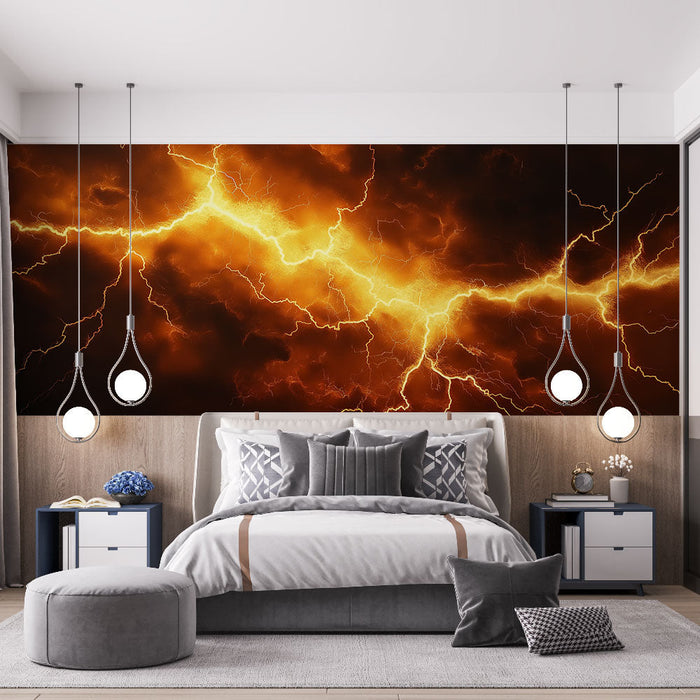 Tapeta burza | Jasne błyskawice na ciemnym tle