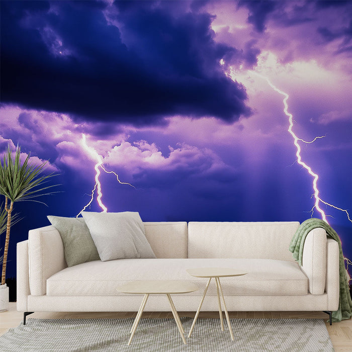 Fototapet fırtına | Karanlık bir arka plan üzerinde muhteşem şimşek
