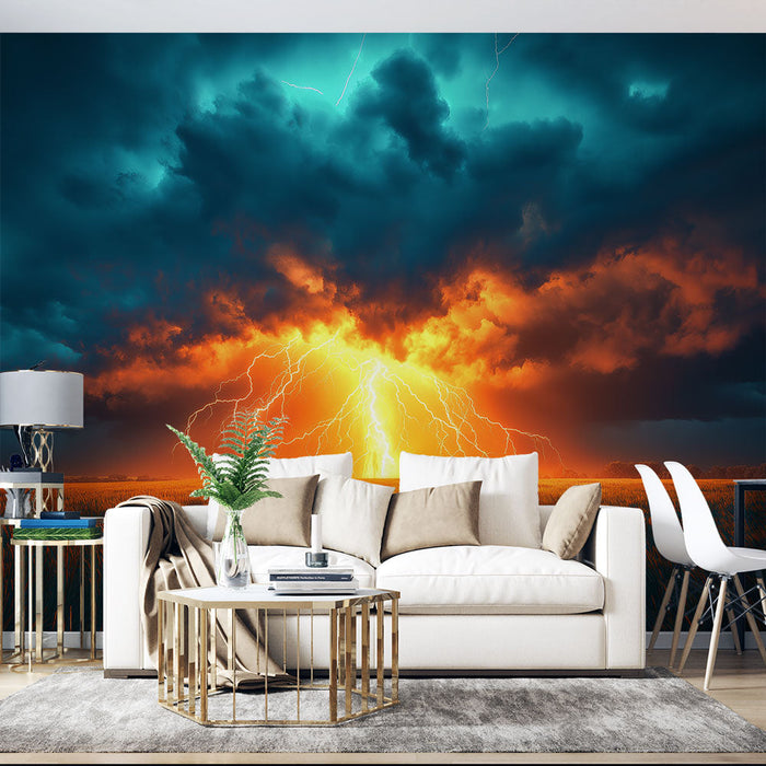 Tapeta burza | Spektakularne błyskawice na burzowym niebie