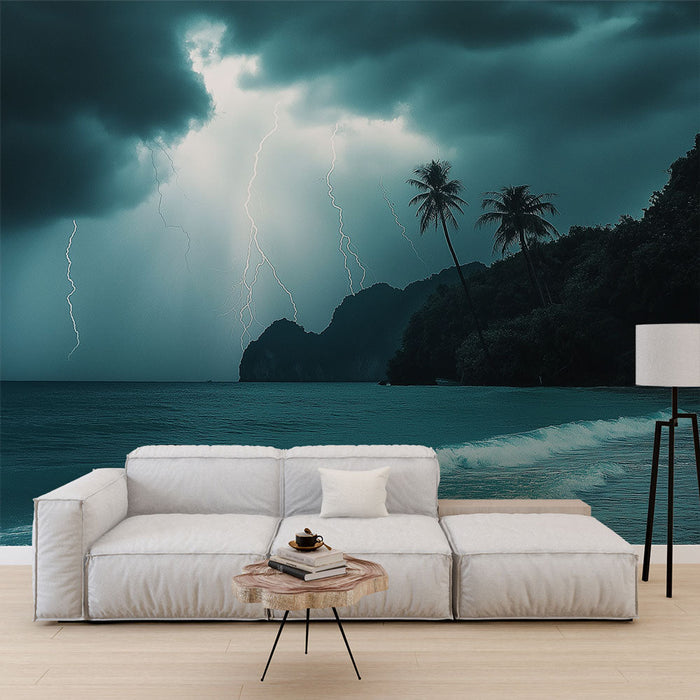 Tapete marine-storm | Eine majestätische Sturmszene am Meerufer