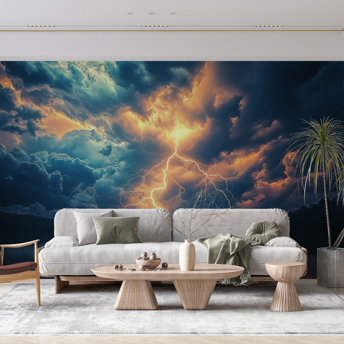 Carta da parati tempestosa | Fulmini che illuminano un cielo nuvoloso