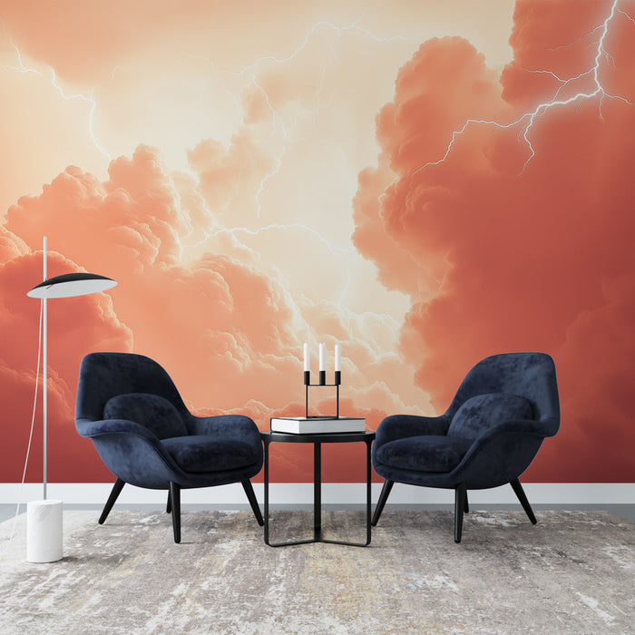 Ταπετσαρία καταιγίδα | Φωτεινά σύννεφα και δραματική αστραπή