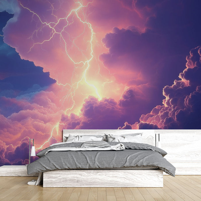 Tapeta burzowa | Jasne chmury i potężne pioruny