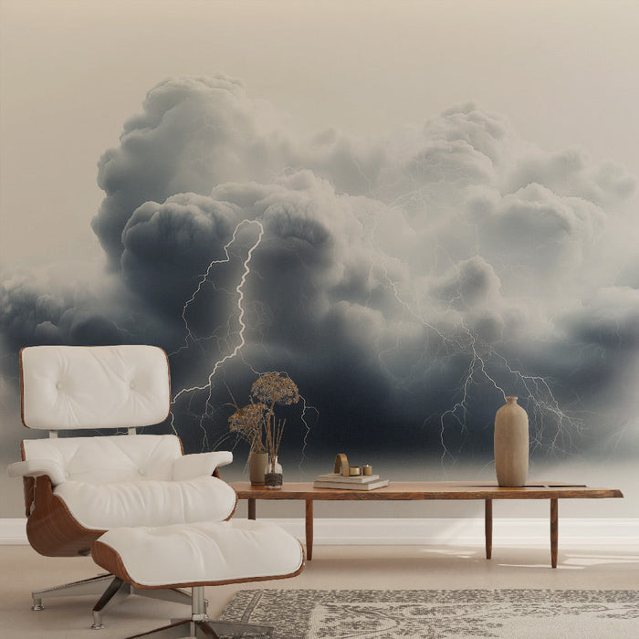 Ταπετσαρία τοιχογραφίας καταιγίδα | Σκούρα σύννεφα με έντονη αστραπή
