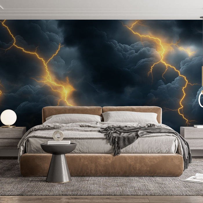 Carta da parati tempestosa | Nuvole scure e fulmini illuminati