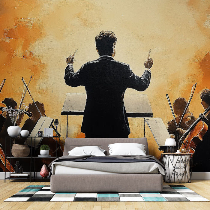 Papel de parede orquestra | Uma representação dinâmica de um maestro e músicos