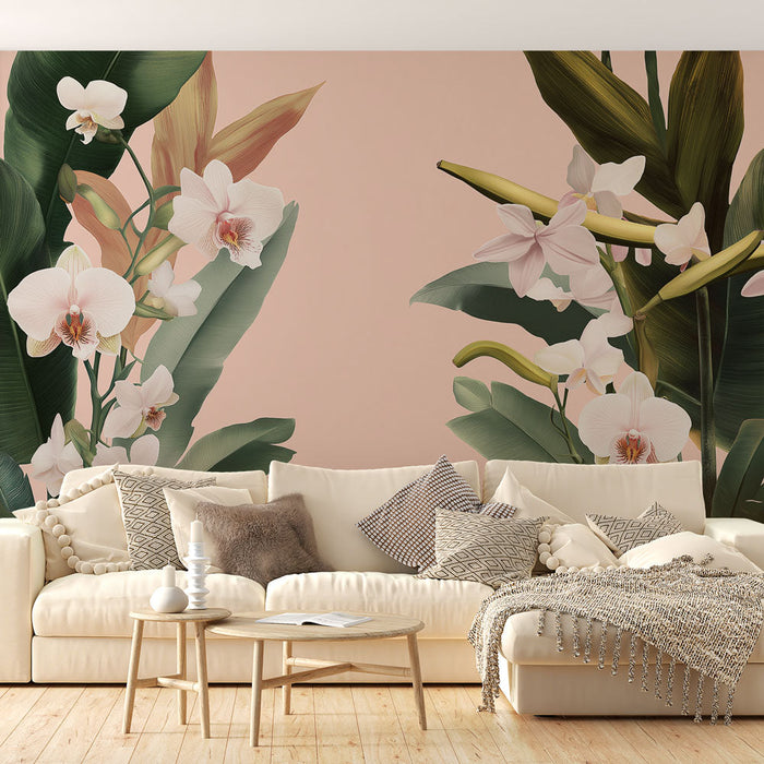 Fototapeet orhideedid | Õrnade lillede õrn roosa taustal helendus