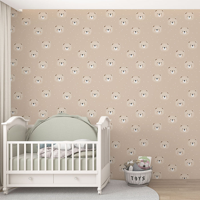 Tapeta roztomilých medvědů | Vzor medvědí hlavy na jemném béžovém pozadí