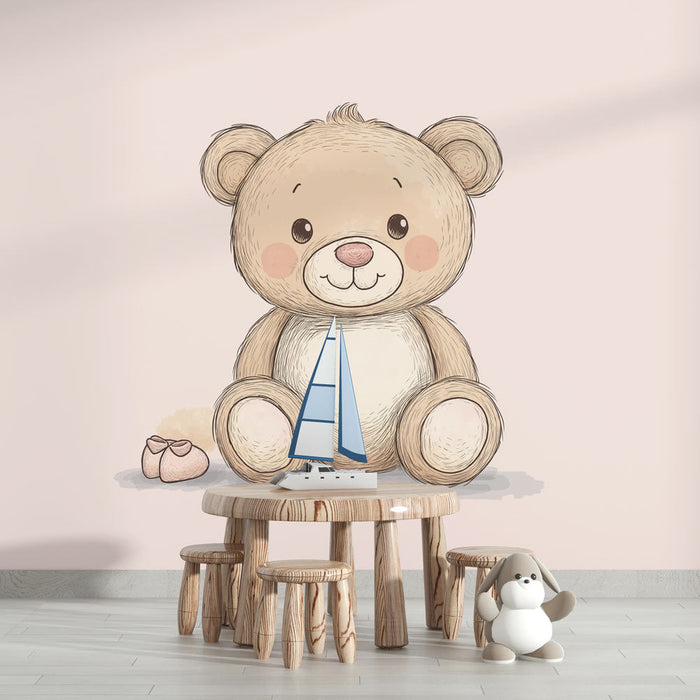 Carta da parati piccolo orso | Morbidezza e tenerezza per la stanza dei bambini