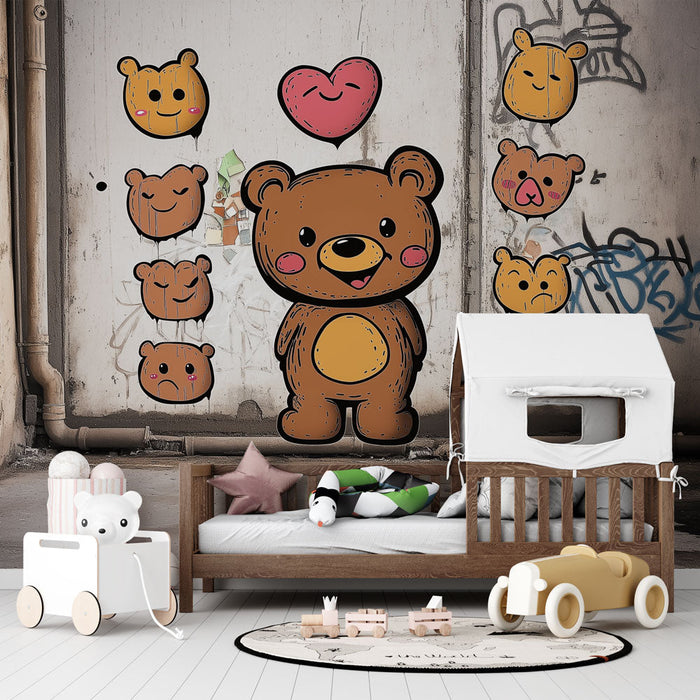 Mural Wallpaper bear | Colorful and Joyful Illustration