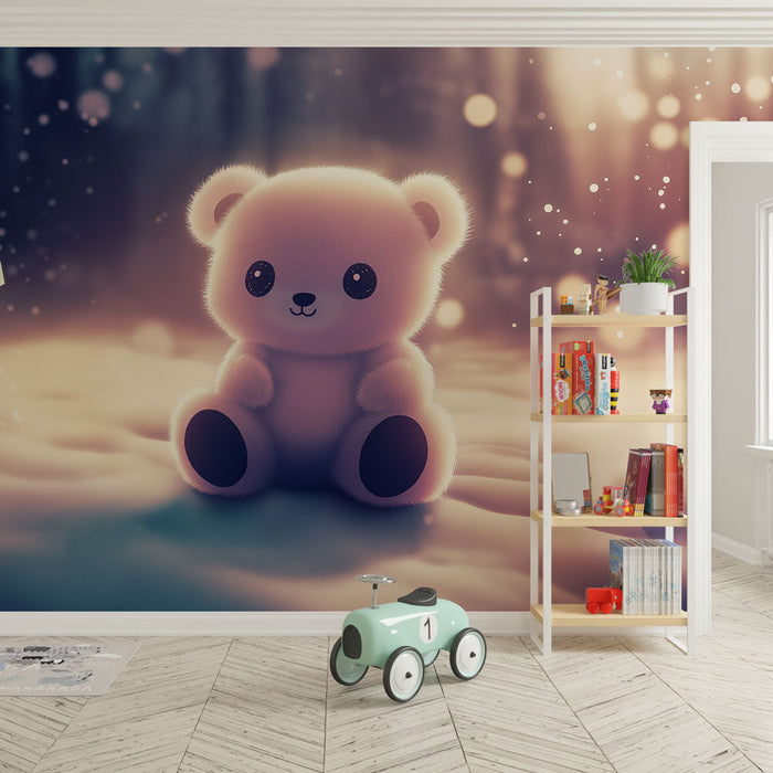 Mural Wallpaper bear cub | Luminous bear cub for children